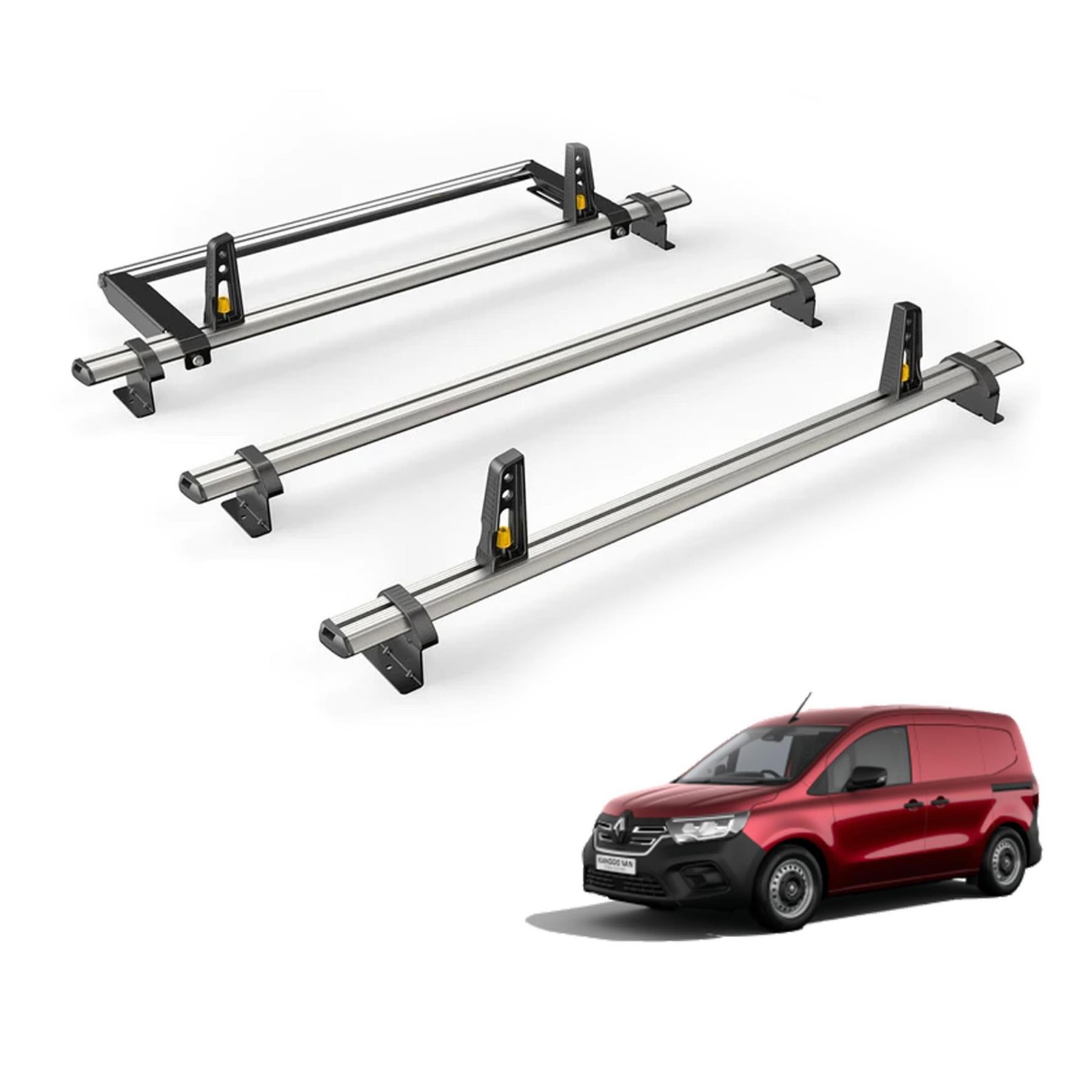 Renault Kangoo Roof Rack for 2021+ 3x Roof Bars & Roller - Van Guard Plus