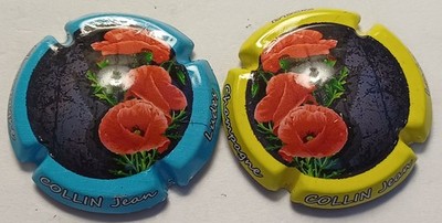 2 BEAUTIFUL CHAMPAGNE CAPSULES COLLIN JEAN POPPIES REF N°13 and 13a NEWS