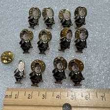 Oliver Hardy in suit Lapel Pin lot of 12 vintage 1980’s Oliver Hardy in suit Lapel Pin lot of 12 vintage 1980’s