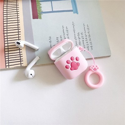  Cat Paw Silikon Wireless Earphone Case Stoßfester Kopfhörerschutz mit Ring