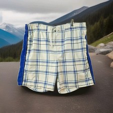 OP Ocean Pacific Blue Plaid Swim Trunk Board Shorts Mens Medium 32-34