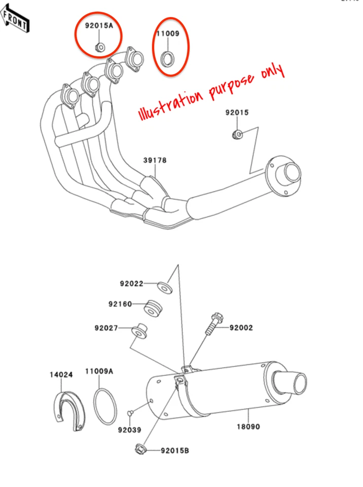 Juego de reparación de juntas de colector de escape Kawasaki ZR400, ZXR400, GPX500R, Ninja 600R Foto 2 de 2