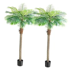 Palm Trees 7FT 2pcs Artificial Palm Tree for Outdoors 84IN - Green 7ft Phoenix