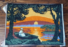 VTG Margot Creations de Paris Scene Needlepoint Tapestry 18  X14  Complete E6523