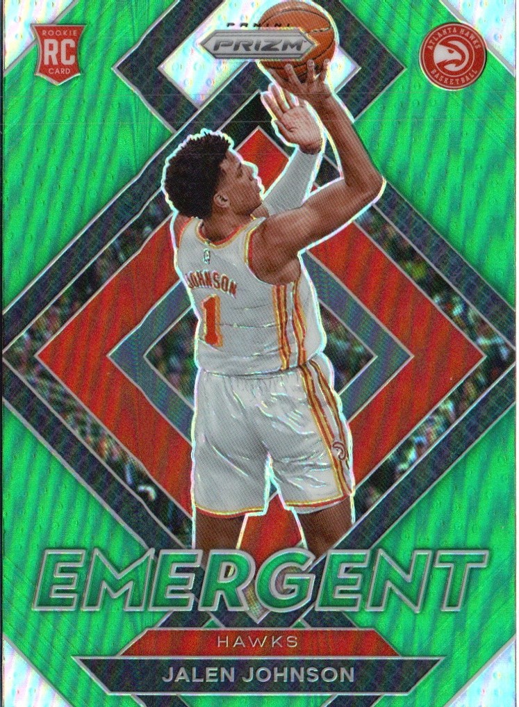 2021-22 Panini Prizm #18 Jalen Johnson Emergent Prizms Green Wave