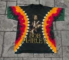 Vintage 2003 Bob Marley Tie Dye All Over Print T-Shirt Large REPAIR