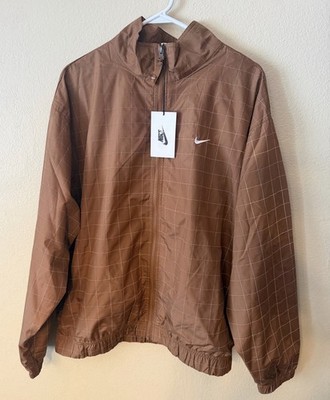 Nike Men s Nikelab Flash Brown Grid Track Jacket with White Swoosh - CV0556-281