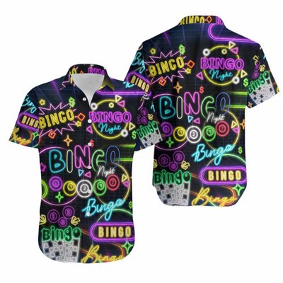 Neon Bingo Night Hawaiian Shirt Funny Casino Gambling Party Tropical Aloha Top
