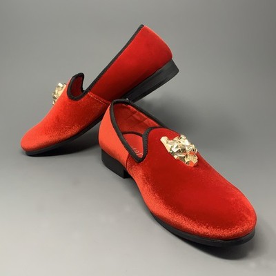*NEW* Justar, Velvet Slip On Loafer, Men's 7, Golden Lionhead Hardware, Handmade