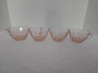 Anchor Hocking Pink Block Optic Cup Tea Coffee Cups Vintage Set Of 4