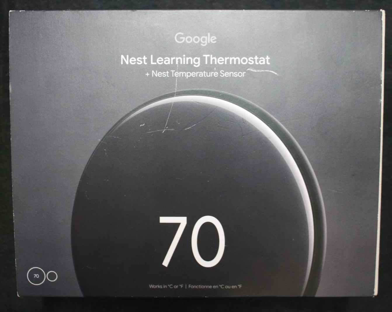 Google Nest Learning Thermostat 4th Gen w/ Sensor - Polished Obsidian - NEW!