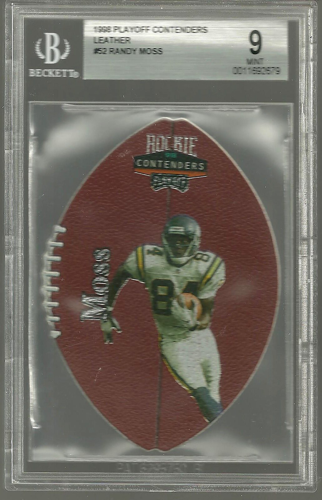 Randy Moss 1998 Playoff Contenders Leather Football #52 BGS 9  Rookie RC Silver