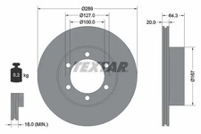 2x Bremsscheibe innenbelüftet 92076300 TEXTAR für TOYOTA VW