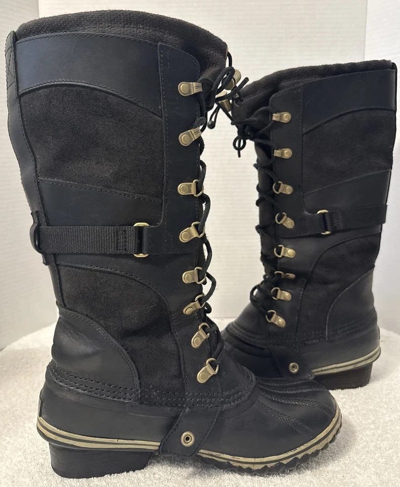 Sorel Womens Conquest Carly Tall Leather Duck Boots Size 9 NL 2033-010 - Image 4 of 4