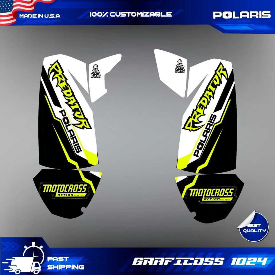 polaris predator 500 graphics decals stickers full kit atv wrap quad predator500 - Image 2 of 4