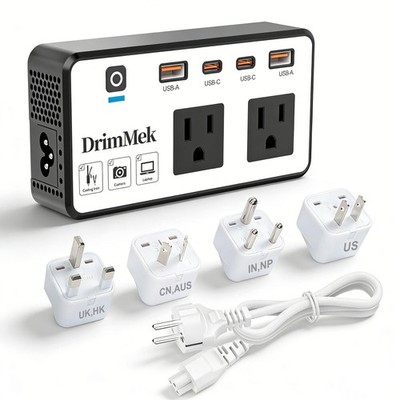 200W Voltage Converter US to Europe, Step Down Travel Power Adapter with 4 US...