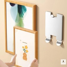 4x Adhesive Picture Frame Hooks No Drill Stainless Steel Wall Hanging Hooks