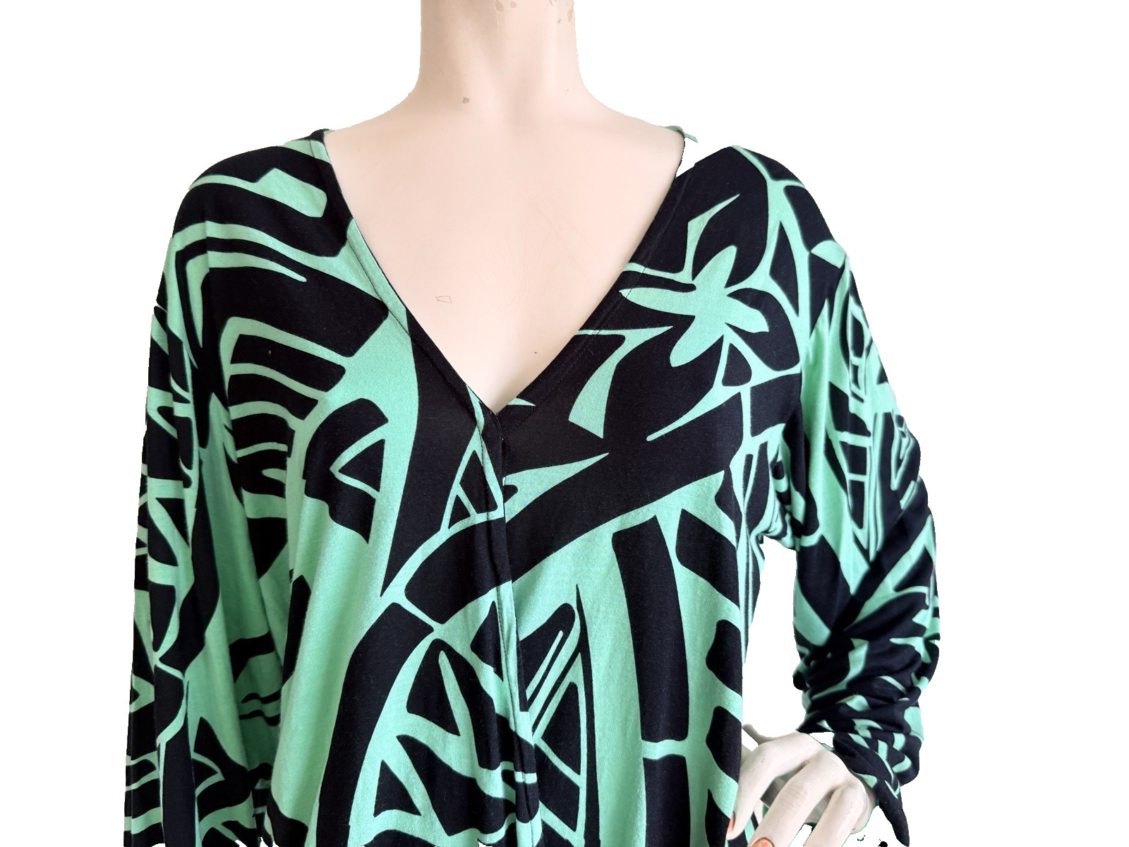 MISSING POLYNESIA Top Mint Green Black Hawaiian A… - image 3