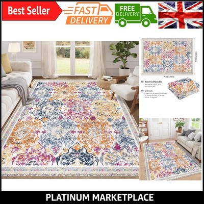 Bunter Wohnzimmerteppich Teppich 160x230cm - rutschfest waschbar Polyester Boho...