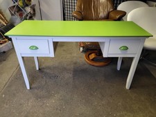 JOHN LEWIS SLIMLINE WRITING DESK OR DRESSING TABLE IN LIME GREEN + IVORY WHITE.