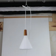 Maxim Lighting 11350WNWT/BUL Nordic 1-Light Pendant in White and Walnut Finish