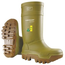 DUNLOP E662843 Rubber Boot,Men's,13,Knee,Green,PR 5ZKJ3