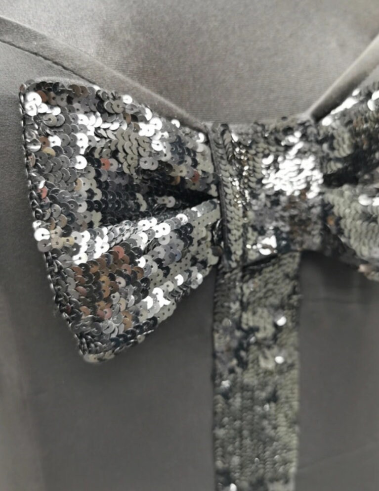 So 90s Diva Vintage Escada Long Maxi Silk Evening Dress with Sequin Bow image 4