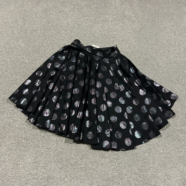 BlackMilk Metallic Polka Dot Skater Skirt Small Black Iridescent Whimsigoth Rave