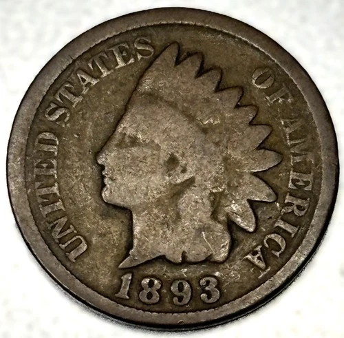 1893 Indian Head Cent Penny Good Condition 1c One Cent US Coin- 1206