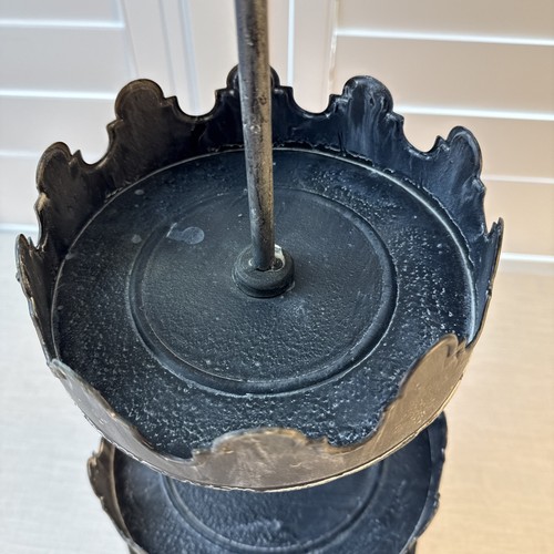 BIRD TOP RUSTIC METAL 3-TIER ROUND SCALLOPED TRAY SPICE/PLANT RACK STAND HOLDER - Picture 9 of 24