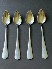 Vintage Set (4) Serrated Fruit Grapefruit Spoons 6" Tableware Stainless Steel