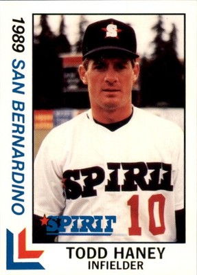 1989 San Bernardino Spirit Best #25 Todd Haney Waco Texas TX - NM Baseball Card