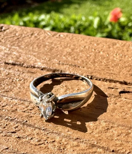 Antique Sterling Silver Womens Cocktail Ring Marquise Cut Cubic Zirconia Sz 8.75 - Picture 10 of 11