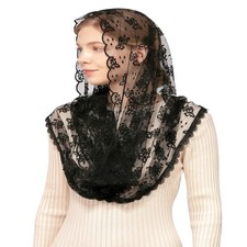 Elegantly Embroidered Lace Infinity Mantilla Chapel Veil Head Covering Scarf