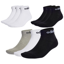 adidas Linear Ankle Cushioned Socks 3 Pairs Unisex White Black Grey New