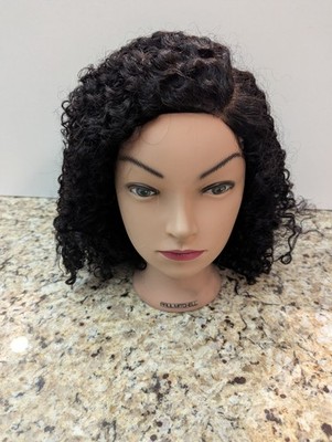 Luvme Women's 12'' Kinky Curly Wig Lace Glueless Natural Black