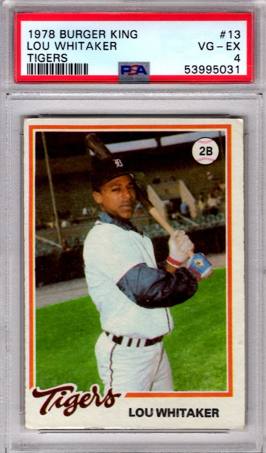 1977 Burger King Lou Whitaker PSA 4 Vg-Ex # 13 RC Rookie