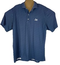 JOHNNIE-O Polo Shirt Men's Large Blue Performance Stretch Golf Geometric Casual