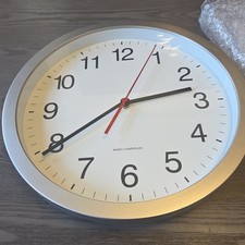 Habitat Analog Radio Wall Clock,  Highest Accuracy Silver