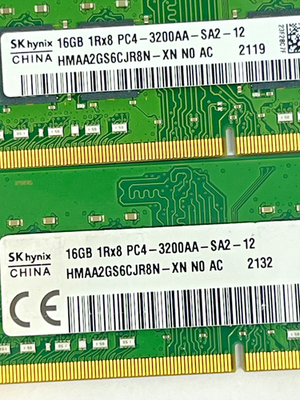 Lot of 7 SK Hynix 16GB 1Rx8 PC4-3200AA-SA2-12 Laptop Memory