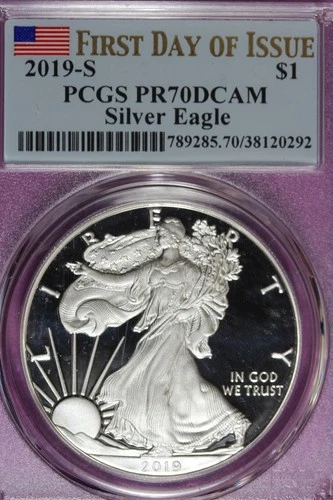2019 S PCGS PR70DCAM FIRST DAY OF ISSUE AMERICAN SILVER EAGLE #B52103