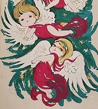 Vintage CHUCK GRUEN Christmas Cards Mod ANGELS 1960's Greeting Card Ltd Edit