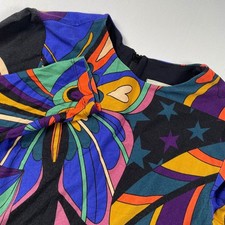 Farm Rio Womens Psychedelic Floral Star Print Long Sleeve Midi Dress Small Multi