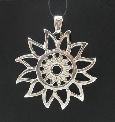 Handmade Sterling Silver Pendant Sun Solid Hallmarked 925 PE000602 Empress