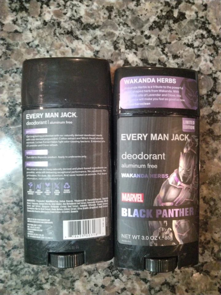 Lote de 2 desodorantes Every Man Jack Black Panther MARVEL edición limitada nuevos 3,0 oz Foto 3 de 4