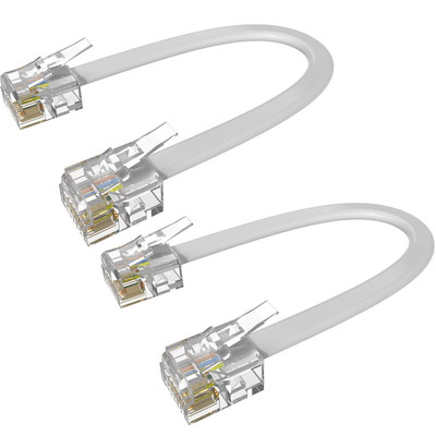 Short Phone Cord, 2 Pack 3 Inch RJ11 6P4C Male to Male Telephone Landline Exten