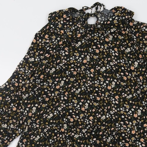 Primark Womens Black Floral Viscose Blend A-Line Size 10 Tie - Picture 5 of 12