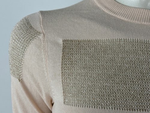 Ted Baker Metallic Striped Sweater Women 1 EUC Lightweight 3/4 Sleeve Pullover - Picture 9 of 13