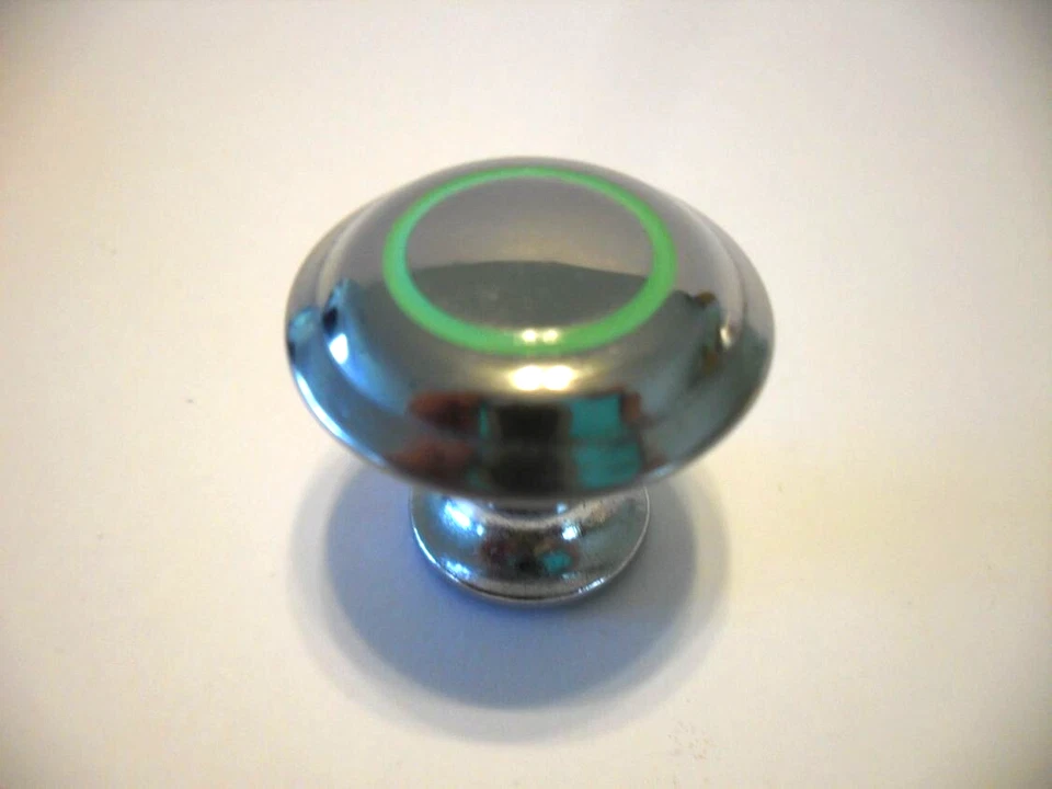 Maçaneta de gaveta de aço cromada vintage Nos com maçaneta de porta de armário círculo verde - Imagem 4 de 4