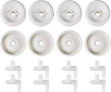 (8 Pack) Exact Replacement Dishwasher Dishrack Rollers and Studs - Lower Rack Wh
